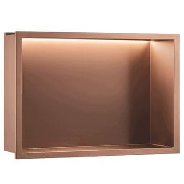 REA Vgradna polica z LED osvetlitvijo, brušen baker, vgradna 45x30x10 cm