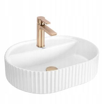 REA Umivalnik za pult 45 cm - Marcela - bela keramika - Grooved Glam