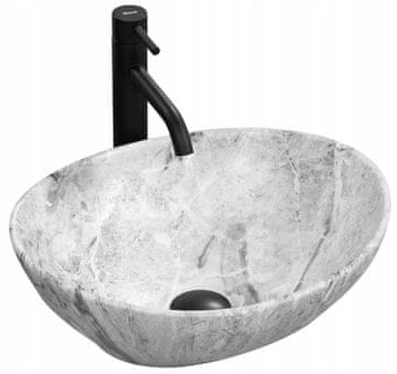 REA Umivalnik za pult Sofia Stone Mat Grey brez preliva 41 cm x 34 cm