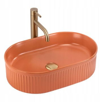 REA Umivalnik za pult Vanda Orange Matte Oval z utorom in rezkanjem 49x31