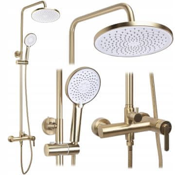 REA Brušena zlata tuš kabina Exposed Ontario Shower Gold