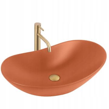 REA Oranžen mat ovalni pultni umivalnik Cinnamon Mat Royal 61,5 cm