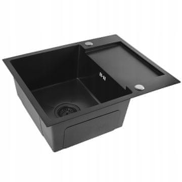 REA ENOJNO KORITO Z ODCEJNIKOM, KUHINJSKO KORITO, ČRNO INOX JEKLO, PAUL