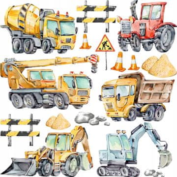 Komplet okrasnih nalepk za otroke - Construction S