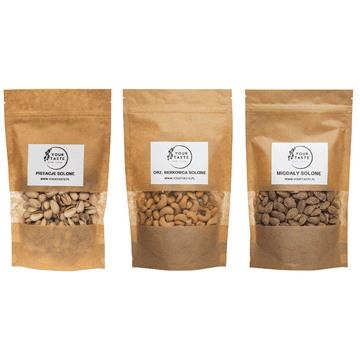 Komplet - soljeni pistacije 500g + soljeni indijski oreščki 500g + soljeni mandlji 500g