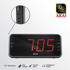 Akai Radioura ACR-3899, AM/FM, PLL, 40 postaj, dvojni alarm, USB, AUX, LED