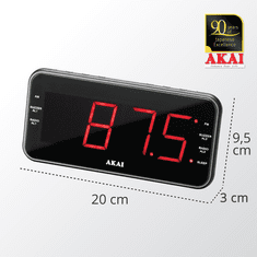 Akai Radioura ACR-3899, AM/FM, PLL, 40 postaj, dvojni alarm, USB, AUX, LED
