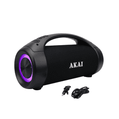 Akai BT zvočnik ABTS-55 50W RMS Bluetooth 5.0 IPX5 TWS RGB črne barve