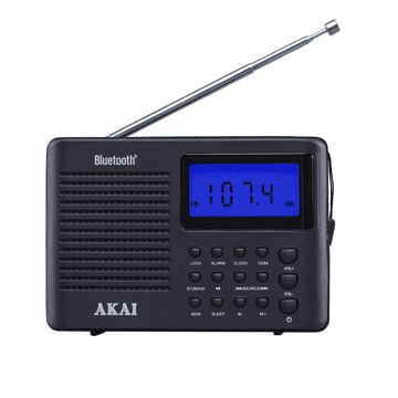 Akai Prenosni radio APR-400 0,8 W Bluetooth 5.0 FM/AM budilka črne barve