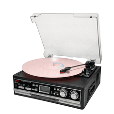 Akai Gramofon ATT-15SE, 2×3 W RMS, Bluetooth 5.0, FM, AM, USB, SD, kaseta, črne barve