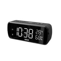 Akai ACR-1080 FM radio ura 0,5 W LED 1,5" termometer higrometer črne barve