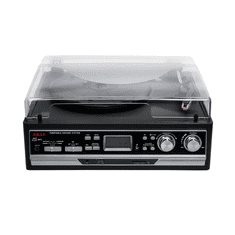 Akai Gramofon ATT-15SE, 2×3 W RMS, Bluetooth 5.0, FM, AM, USB, SD, kaseta, črne barve
