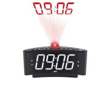 JVC RA-E314B, FM budilka, radio-projektor, 2 alarma, dremež, črna