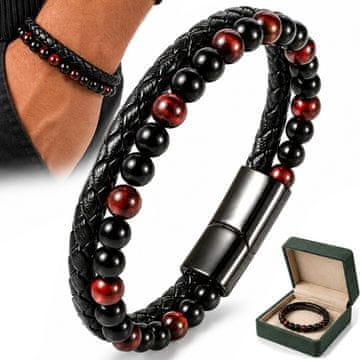 Moška pletena titanova zapestnica Tiger's Eye Black kot darilo, italijanska