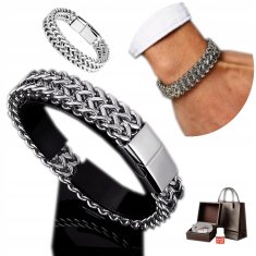 SREBRNA moška diamantna zapestnica DEBEL, popolnoma elegantna za moške