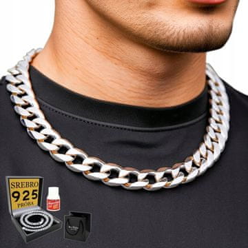 POLNA moška verižica Srebrna verižica DEBEL 13 mm Armor Diamond