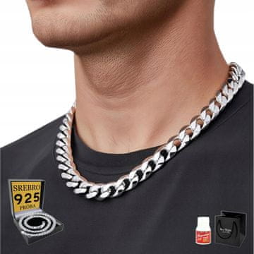 Srebrna moška verižica iz srebra 925 z diamantno verižico 9 mm