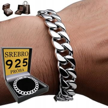 POLNA Srebrna moška zapestnica 925 SREBRO Oklep Debela zapestnica 11 mm