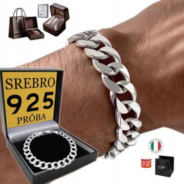 SREBRNA 925 MOŠKA ZAPEŠNICA Z DIAMANTI, POLNA ŠIROKA 10 mm ITALIJANSKA