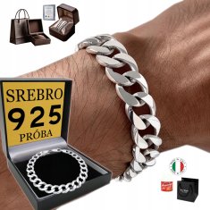 SREBRNA 925 MOŠKA ZAPEŠNICA Z DIAMANTI, POLNA ŠIROKA 10 mm ITALIJANSKA