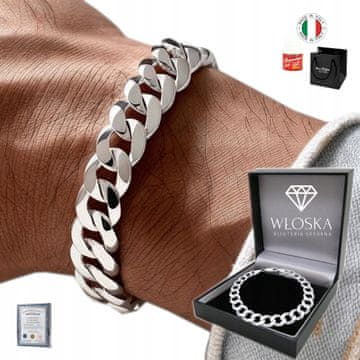MOŠKA SREBRNA ZAPESTNICA 10 mm ŠIROKA Z DIAMANTNIM BRUŠENJEM PR.925