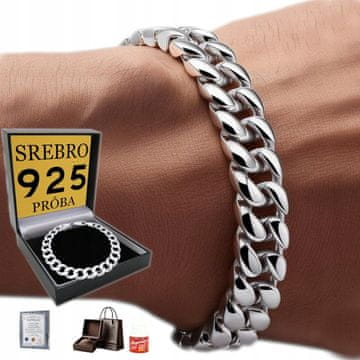Srebrna moška zapestnica 8 mm z diamantno prevleko iz srebra 925, polno darilo