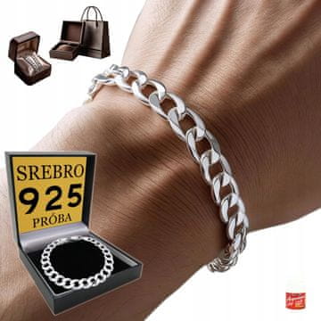 SREBRNA 925 MASIVNA moška zapestnica za darilo Elegantna zapestnica