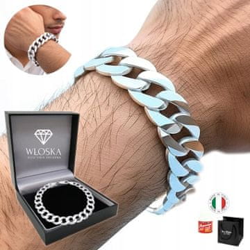Moška srebrna zapestnica 925 SREBRNA PANCER, debela 13 mm
