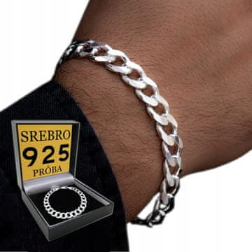POLNA Srebrna moška zapestnica 8 mm/23 cm Srebrna zapestnica 925