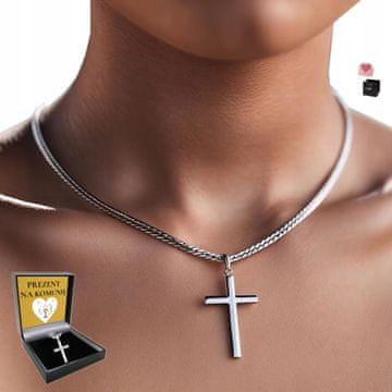 Verižica s križem Srebrna ogrlica z italijanskim diamantnim križem