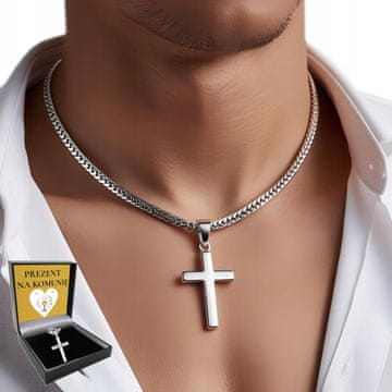 SREBRNA VERIGA Z DIAMANTNIM KRIŽEM, oklepno darilo za obhajilo