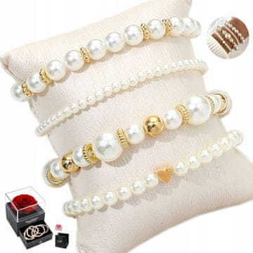 Darilni komplet za ženske biserne zapestnice PEARLS, VEČ KOSOV, pozlačen