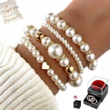 PEARLS Ženska biserna zapestnica, nastavljiva, pozlačena, darilo 17-22 cm