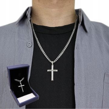 Moški SREBRNI KRIŽ z VERIGO + BREZPLAČNA ITALIJANSKA VERIGA CELOTEN KRIZ