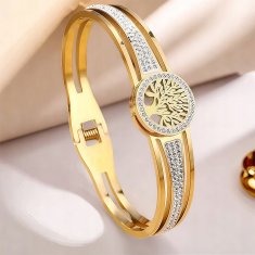 Elegantna ženska zlata zapestnica, modna, diamantna, ITALIJANSKA, 19-21 cm
