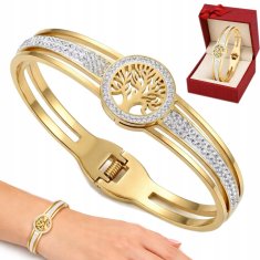 Elegantna ZLATA ženska zapestnica s stilskim Drevo življenja in cirkoni 18-21 cm