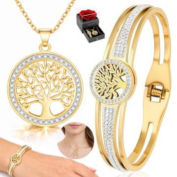 KOMPLET Nakit Zapestnica Ogrlica Ženska ZLATA DIAMOND