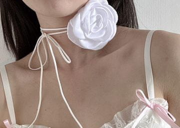 bela ženska ogrlica CHOKER na traku, ogrlica z rožico, VRTNICA na vratu, elegantna