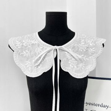BEL OVRATNIČEK, eleganten, vezen, zavezan