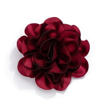 velika BROŠKA ROŽA bordo 20 cm saten VRTNICA elegantna