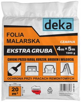 Deka IZJEMNO DEBEL ČRNI FOLIJA ZA SLIKARSTVO 4*5M 1000G