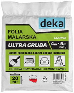 Deka ULTRA DEBEL ČRNI FOLIJA ZA SLIKARSTVO 4*5M 1500G