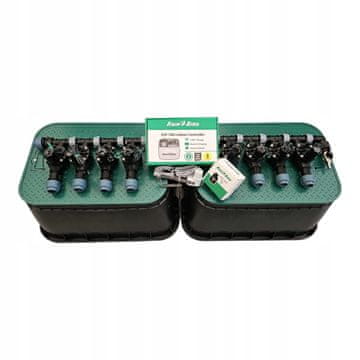 Komplet Rain Bird z 8 postajami: razdelilnik s kompresorjem, TM2, RSDBex, LNK, 2 jaška, PE 20