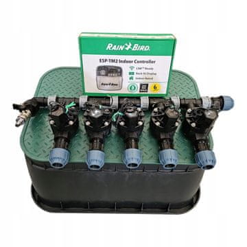 Komplet s 5 postajami Rain Bird: razdelilnik s kompresorjem, TM2, zbiralnik, PE 20