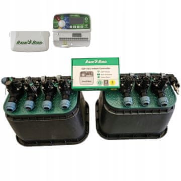 Komplet Rain Bird s 7 postajami: razdelilnik s kompresorjem, TM2, 2 jaška, PE 20