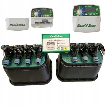 Komplet Rain Bird s 7 postajami: razdelilnik s kompresorjem, TM2, 2 jaška, PE 32