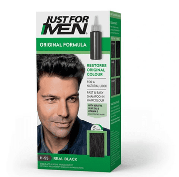Just For Men Šampon za barvanje las Natural Real Black H55 črna 60 g