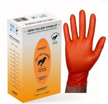 ROKAVICE IZ OJAČANEGA NITRILNEGA MEHANIKA Z MAX GRIP ORANŽNE VELIKOST L