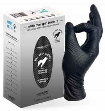 ROKAVICE IZ OJAČANEGA NITRILNEGA MEHANIZMA MAX GRIP ČRNE VELIKOST XXL