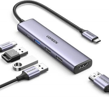 Ugreen 5v1 USB-C 4K HDMI, 100W, 4K@30Hz HDMI